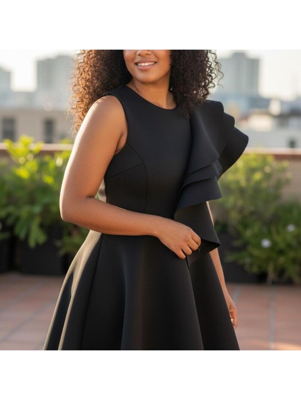Elegant Asymmetrical Black Dress
